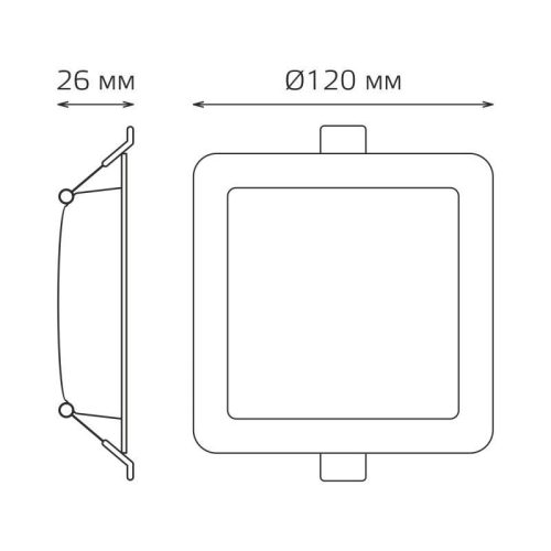 Светильник светодиодный Elementary Downlight 10Вт 4000К 780лм 170-260В IP20 120х26 квадрат монтаж бел. GAUSS 998420209 фото 7