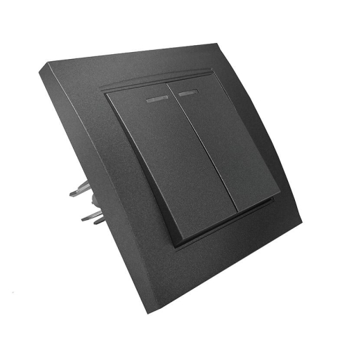 Выключатель 2-кл. СП Бриллиант 10А IP20 с подсветкой в сборе графит Universal 7947410-Gr фото 2 Выключатель 2-кл. СП Бриллиант 10А IP20 с подсветкой в сборе графит Universal 7947410-Gr фото 2