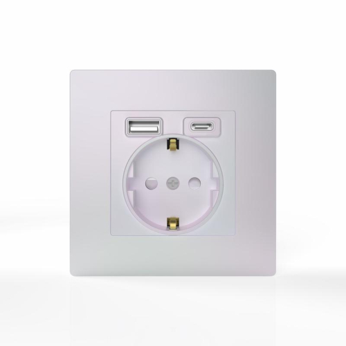 Розетка 1-м СП Pixel IP20 с заземл. с 2-мя заряд. устр. USB тип A+C механизм перламутр. TOKOV ELECTRIC TKE-PX-R1U2AC-C04 фото 2