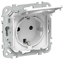 Розетка СП FLITE РСшкр11-1-44-ФлБ 16А IP44 с заземл. с защ. шторками и крышкой безвинтовое крепление механизм бел. IEK FI-R16-16-1-44-K01