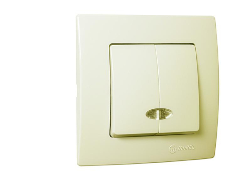 Выключатель 2-кл. Lillium с подсветкой Makel 32010023