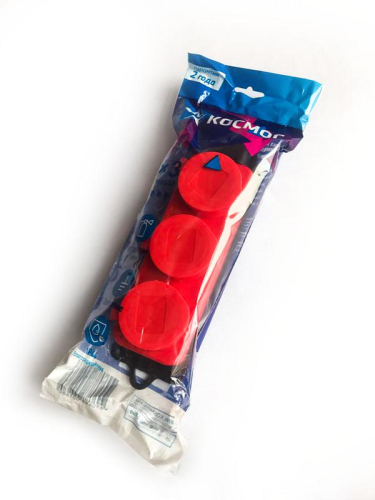 Колодка удлинителя 3-м 16А IP44 с заземл. каучук красн. КОСМОС KKsm-3g-Z-IP(R)16A фото 2