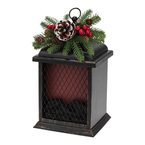 Камин светодиодный Рождество с эффектом живого огня 15х14х26см батарейки 2хС (не в комплекте) и USB бронзовый Neon-Night 511-027 фото 3