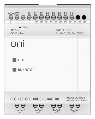 Модуль ЦПУ ПЛК 410 4 DI 4 UI (0-10 В/DI) 4 RO 12В-24В DC или 24В AC с Ethernet портом без экрана ONI PLC-410-CPU-08U04R-0AD-00 фото 4 Модуль ЦПУ ПЛК 410 4 DI 4 UI (0-10 В/DI) 4 RO 12В-24В DC или 24В AC с Ethernet портом без экрана ONI PLC-410-CPU-08U04R-0AD-00 фото 4