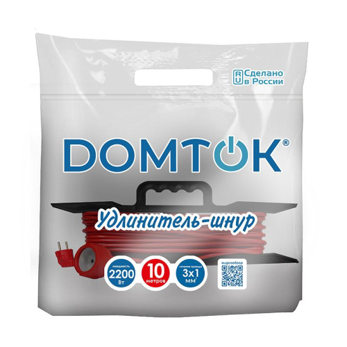 Удлинитель-шнур на рамке 1х10м с заземл. 10А IP20 2.2кВт ПВС 3х1 DOMTOK 2478 фото 2 Удлинитель-шнур на рамке 1х10м с заземл. 10А IP20 2.2кВт ПВС 3х1 DOMTOK 2478 фото 2