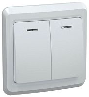 Выключатель 2-кл. СП Вега 10А IP20 ВС10-2-1-ВБ с индикацией бел. GENERICA EVV21-K01-10-DM