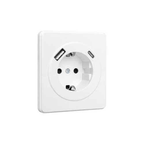 Розетка 1-м СП ROUND MIELE 16А с заземл. защ. шторки с USB A+C быстрой зарядки 5В/3А перламутр Kranz KR-78-0704-1 фото 5