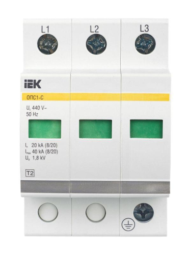 Ограничитель перенапряжения ОПС1-C 3P KARAT IEK MOP20-3-C фото 4