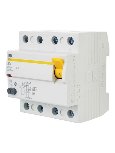 Выключатель дифференциального тока (УЗО) 4п 50А 30мА тип AC ВД1-63 KARAT IEK MDV10-4-050-030 фото 10 Выключатель дифференциального тока (УЗО) 4п 50А 30мА тип AC ВД1-63 KARAT IEK MDV10-4-050-030 фото 10
