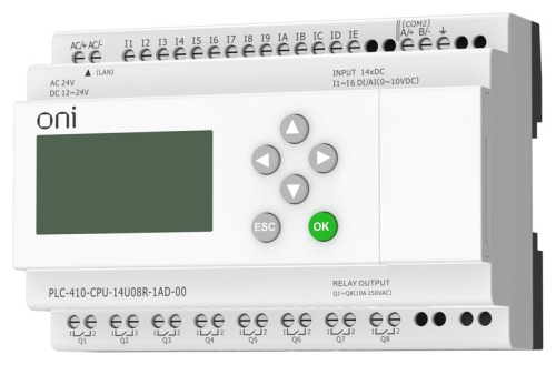 Модуль ЦПУ ПЛК 410 8 DI 6 UI (0-10В/DI) 8 RO 12В-24В DC или 24В AC с Ethernet портом с экраном ONI PLC-410-CPU-14U08R-1AD-00 фото 3 Модуль ЦПУ ПЛК 410 8 DI 6 UI (0-10В/DI) 8 RO 12В-24В DC или 24В AC с Ethernet портом с экраном ONI PLC-410-CPU-14U08R-1AD-00 фото 3