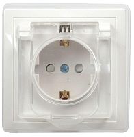 Розетка 1-м СП Кварта РСбш10-3-ККБ-44 16А IP44 с заземл. защ. шторки с крышкой керамика бел. GENERICA ERK70-K01-10-DM-44