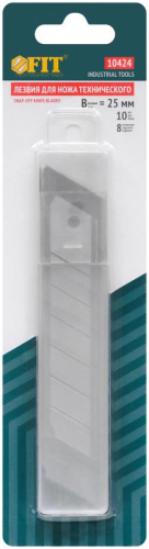 Набор лезвий для ножа технического 25мм 8 сегментов сталь SK5 (уп.10шт) FIT 10424 фото 3