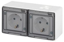 Розетка Эксперт 11-2504-01 2х2P+E гориз. IP55 шторки 16А-250В ОУ бел. Эра Б0063262