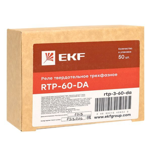Реле твердотельное трехфазное RTP-60-DA PROxima EKF rtp-3-60-da фото 2