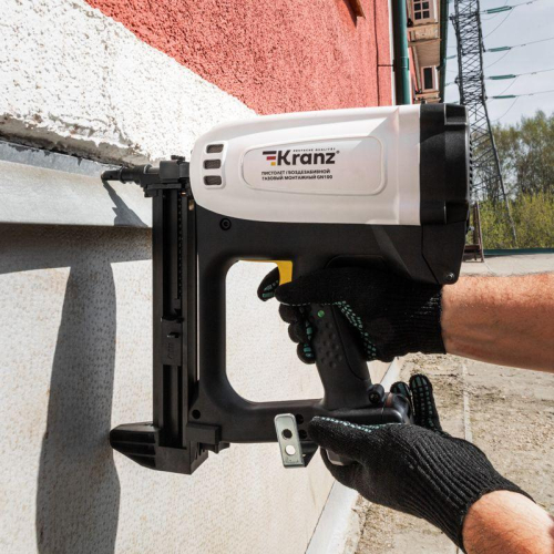 Пистолет монтажный газовый гвоздезабивной GN100 100Дж длина гвоздей 15-40мм d2.7-3мм KRANZ KR-16-1655 фото 10