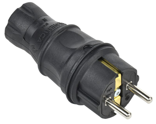 Вилка прямая 16А IP44 каучук черн. GENERICA EVK20-016-01-44-K02-G Вилка прямая 16А IP44 каучук черн. GENERICA EVK20-016-01-44-K02-G