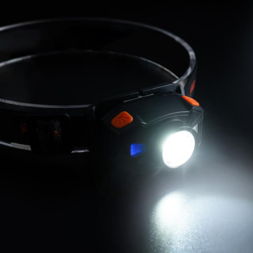 Фонарь аккумуляторный налобный AccuH1-L5WZ-og zoom LED 5Вт + 2хRED SMD IP54 5 режимов: 100проц. 180лм 3.5ч/50проц. 110лм 5.5ч/30проц. 65лм 15ч/красн. 28ч/мигающ. красн. 12ч аккум. 0.8А.ч управл. жестами черн./оранж. JazzWay 5036611 фото 3