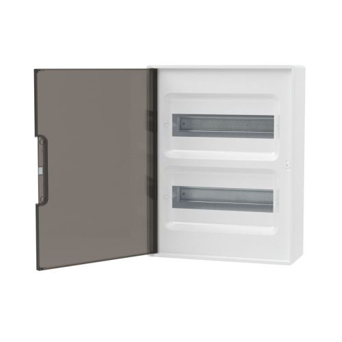 Щиток настенный Фрейм (FRAME) 24мод. с тонированной дверцей с шин. PEN 2шт 8 отверст. + 2шт 6 отверст. бел. DKC F24W1WD фото 3