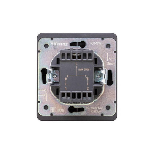 Выключатель 2-кл. СП ROUND MIELE 10А с подсветкой оникс Kranz KR-78-0714-3 фото 3