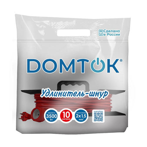 Удлинитель-шнур на рамке 1х10м без заземл. 16А IP20 3.5кВт ПВС 2х1.5 DOMTOK 2402 фото 2 Удлинитель-шнур на рамке 1х10м без заземл. 16А IP20 3.5кВт ПВС 2х1.5 DOMTOK 2402 фото 2