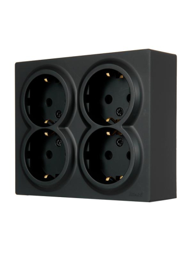 Розетка 4-м ОП LETO с заземл. закрытый корпус ПБТ черн. бархат LEZARD 752-4200-127BDP фото 2 Розетка 4-м ОП LETO с заземл. закрытый корпус ПБТ черн. бархат LEZARD 752-4200-127BDP фото 2