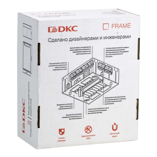 Щиток настенный Фрейм (FRAME) 8 мод. с тонированной дверцей с 2 шинами PEN на 6 и 8 отверст. бел. DKC F08W1WD фото 6