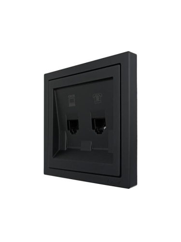 Розетка компьютер+телефон СП ZIMA IP20 с модулем Cat 6 черн. бархат LEZARD 704-4288-144 фото 2