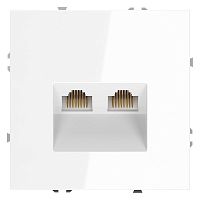 Розетка компьютерная 2-м СП S70 RJ45 + RJ45 кат.6 механизм бел. глянцевый Voltum VLS060201