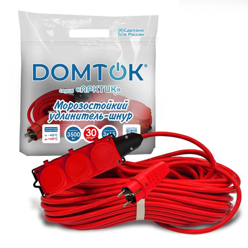 Удлинитель 3х30м с заземл. 16А IP44 3.5кВт КГ 3х1.5 с защ. крышкой АРКТИК морозостойкий DOMTOK 2601 фото 3