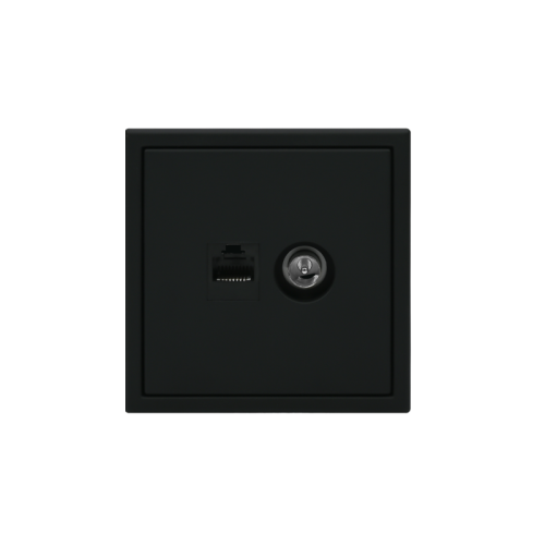 Розетка компьютерная + телевизионная 2-м СП ArtGallery RJ45 кат.5E + TV механизм карбон SE GAL001089 фото 3