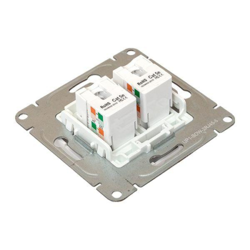 Розетка компьютерная 2-м СП Эпика RJ45 кат.5 механизм бел. EKF UP1-SOW-2RJ45-5 фото 7