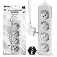Удлинитель 4х3м с заземл. 10А 3х1.5 TOKOV ELECTRIC TKL-C01-BU4-3-1.5-Z