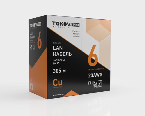Кабель витая пара U/UTP 4х2х23AWG(0.57мм) кат.6 нг(А)-HF (LSZH) indoor Fluked tested 305м (м) PRO TOKOV ELECTRIC TKP-C08-U/UTP-42-6-305-LSZH фото 2 Кабель витая пара U/UTP 4х2х23AWG(0.57мм) кат.6 нг(А)-HF (LSZH) indoor Fluked tested 305м (м) PRO TOKOV ELECTRIC TKP-C08-U/UTP-42-6-305-LSZH фото 2