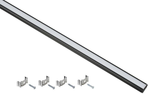 Профиль для LED ленты 1712 прямоугольный компл. аксессуров алюм. опал черн. (дл.2м) IEK LSADD1712-SET1-2-N1-1-K02