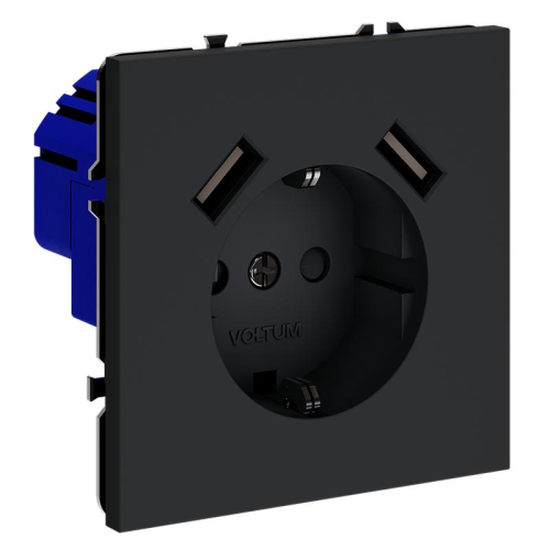 Розетка 1-м СП S70 16А с USB A+A с заземл. защ. шторки механизм графит Voltum VLS040407 фото 4