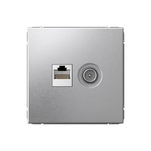 Розетка компьютерная + телевизионная 2-м СП ArtGallery RJ45 кат.5E + TV механизм алюм. SE GAL000389