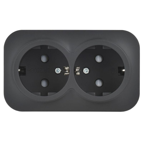 Розетка 2-м ОП GLORY РСш22-3-ХЧм 16А с заземл. защ. шторки черн. матов. IEK ERH24-K02M-16 фото 2 Розетка 2-м ОП GLORY РСш22-3-ХЧм 16А с заземл. защ. шторки черн. матов. IEK ERH24-K02M-16 фото 2