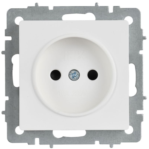 Розетка BRITE РС10-1-0-БрАБ 10А без заземл. без защ. шторок механизм арктич. бел. IEK BR-R10-10-K91 фото 2