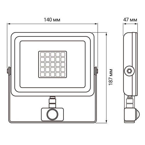 Прожектор светодиодный PFL-SC SENSOR 30Вт 6500К IP54 190-260В ДО закален. матов. стекло датчик движения инфракрасный JazzWay 5001411 фото 3
