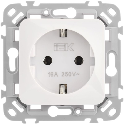 Розетка СП FLITE РС11-1-ФлБ 16А с заземл. без защ. шторок безвинтовое крепление механизм бел. IEK FI-R11-16-1-K01 фото 2 Розетка СП FLITE РС11-1-ФлБ 16А с заземл. без защ. шторок безвинтовое крепление механизм бел. IEK FI-R11-16-1-K01 фото 2