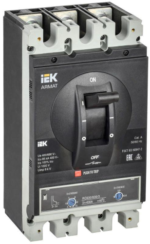 Выключатель автоматический в литом корпусе 3п I 85кА 630А расцепитель термомагнитный регулируемый ARMAT IEK AR-MCCB-3I-085-0630A-ATUC