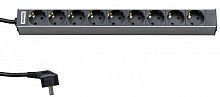 Блок розеток SHT19-9SH-2.5EU для шкафов 19дюйм горизонт. 9 универс. розеток 16А шнур 2.5м Hyperline 26449
