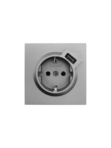 Розетка 1-мест. с/з+USB разъем СП ZIMA IP20 сер. матов. LEZARD 704-7488-181 Розетка 1-мест. с/з+USB разъем СП ZIMA IP20 сер. матов. LEZARD 704-7488-181