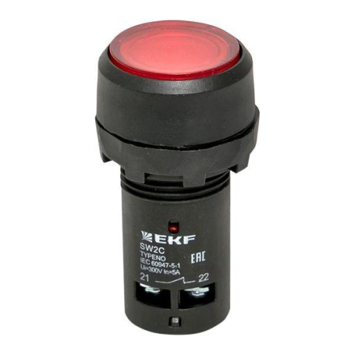 Кнопка SW2C-10D с подсветкой красн. NC 230В PROxima EKF sw2c-md-r-nc фото 2