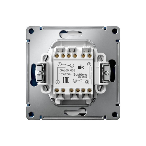 Переключатель 2-кл. ArtGallery 10AX быстрозажим. клем. механизм аквамарин SE GAL001165S фото 3