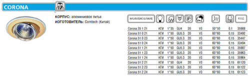 Светильник CORONA 51 2 24 Комтех P00377