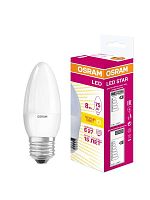 Лампа светодиодная LED STAR CLASSIC B 75 8W/830 8Вт свеча 3000К тепл. бел. E27 806лм 220-240В матов. пласт. OSRAM 4058075210745