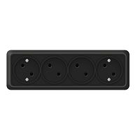 Розетка 4-м ОП Олимп 16А IP20 без заземл. черн. Universal 2219