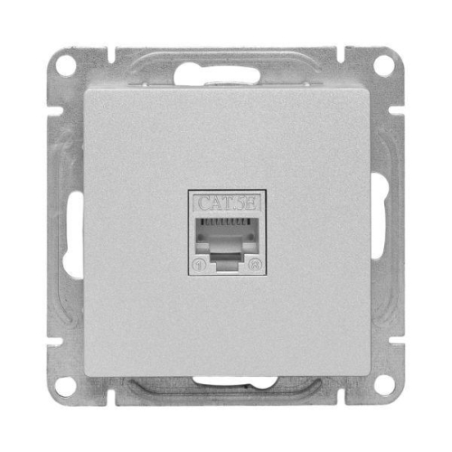 Розетка компьютерная 2-м СП Эпика RJ45 кат.5 механизм алюм. EKF UP1-SOA-2RJ45-5 фото 2