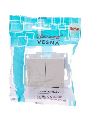 Выключатель 2-кл. 1п СП Vesna 10А IP20 с индикацией механизм крем. LEZARD 742-0388-112 фото 3 Выключатель 2-кл. 1п СП Vesna 10А IP20 с индикацией механизм крем. LEZARD 742-0388-112 фото 3